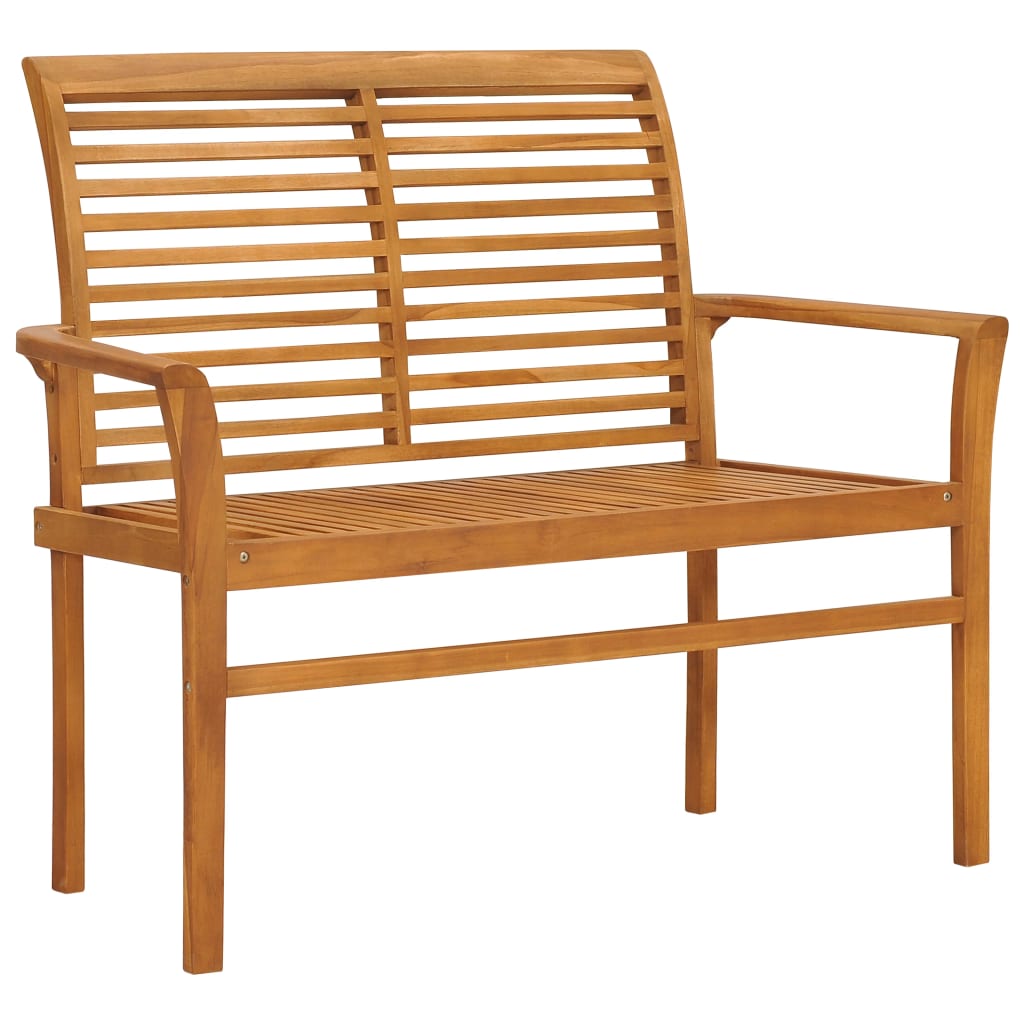 Banco de jardín   silla de jardín madera maciza de teca con cojín negro 112 cm cfw31882