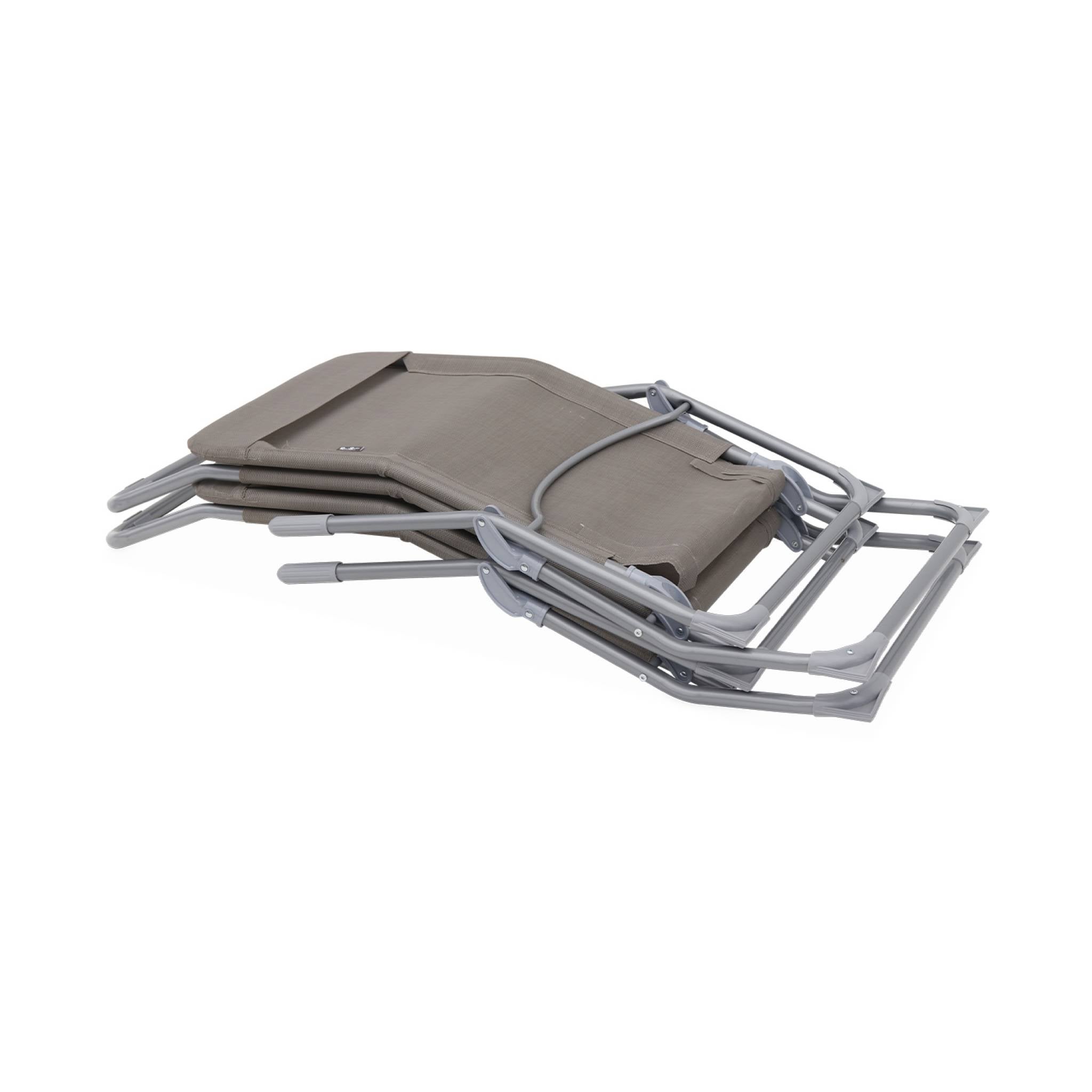 Tumbona plegable de textileno con 2 posiciones, set de 2 Gris pardo - 60x165x70 cm - 8