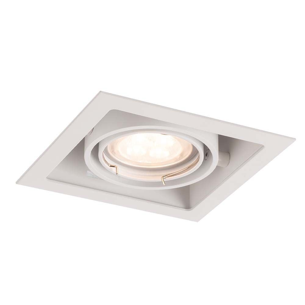 Oprawa sufitowa wpuszczana oczko Ebino biała 1xGU10x10W kwadratowa ruchoma IP20 wym: 9,5 x 12 x 12 cm aluminium Shilo