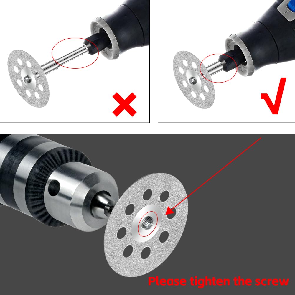 25PCS 22mm Mini Disque Diamant à Tronçonner, Disques de Coupe pour Dremel, HSS en Résine Lame Scie Circulaire avec 4 Mandrins SC et 1 Tournevis - 5