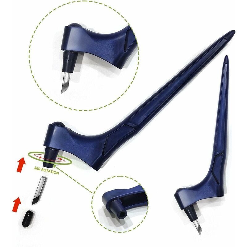 Outil de coupe d'artisanat, couteau artisanal de précision en acier inoxydable, outil de coupe d'art artisanal (3 lames, bleu) - 3