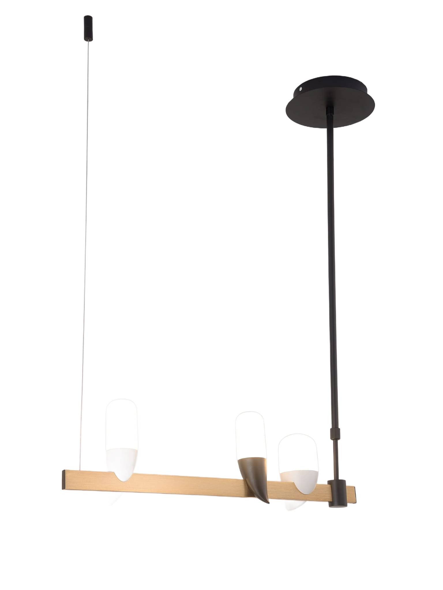 Lampa wisząca SAKAI LED 54W Ciepła biel 1280lm czarna-jasne drewno-brązowa wym: 130 x 60 x 18 cm Candellux