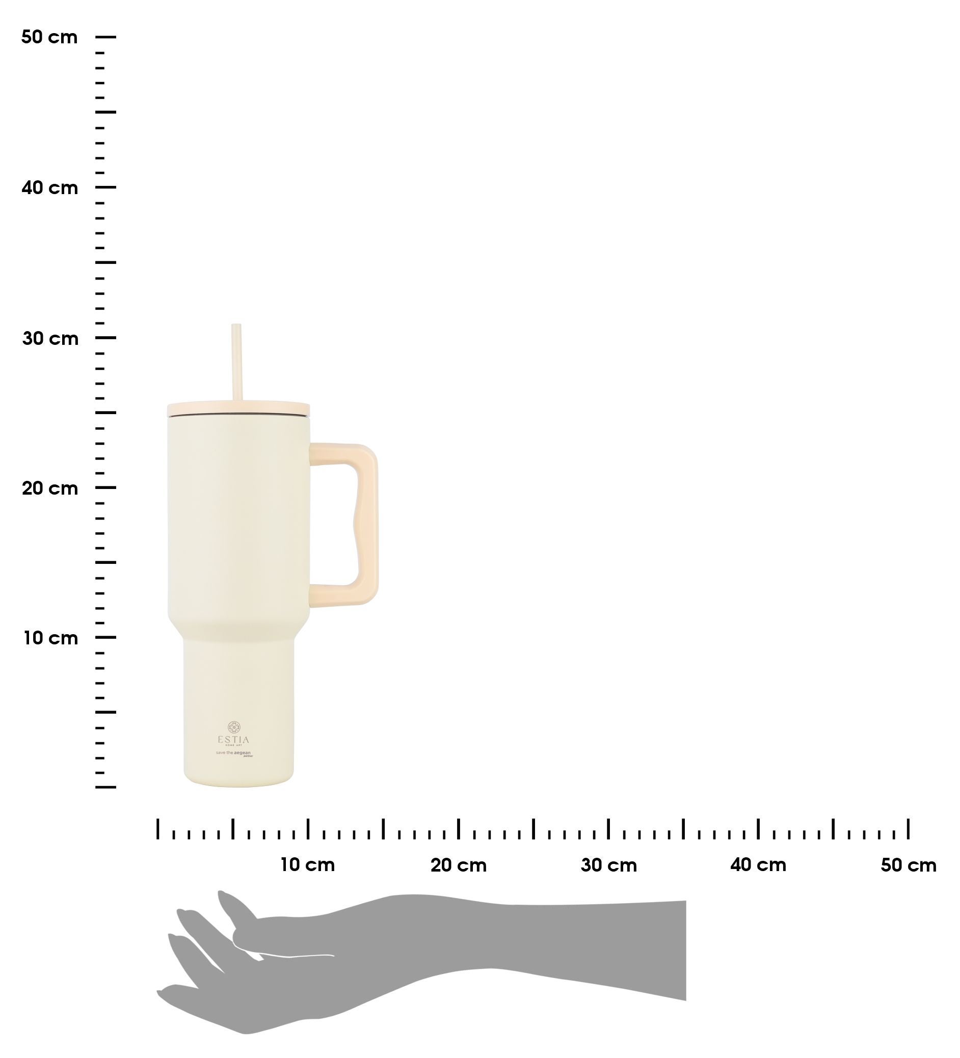 Kubek termiczny Lily White Estia stal nierdzewna kremowy ze słomką 1200 ml 1 szt. - 3