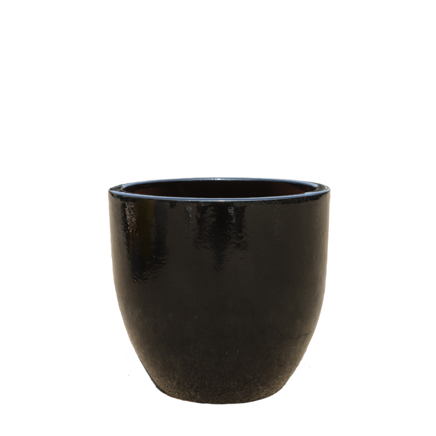 Pot grande taille d'extérieur LANCELOT 21x19cm noir, fait main en terre cuite émaillée, résistant au gel - 4