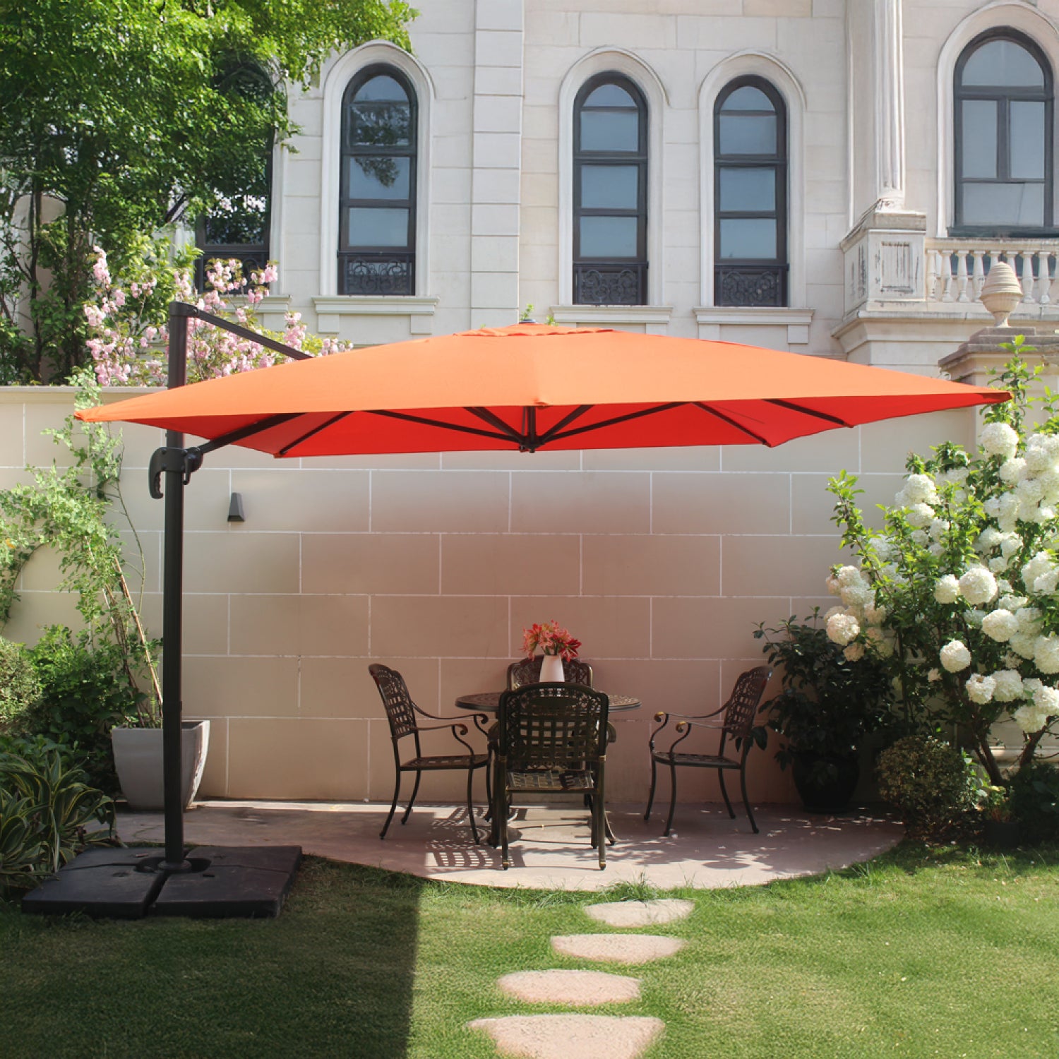 Parasol terracotta déporté rectangle 3 x 4 m rotatif à 360 CESARE - 5
