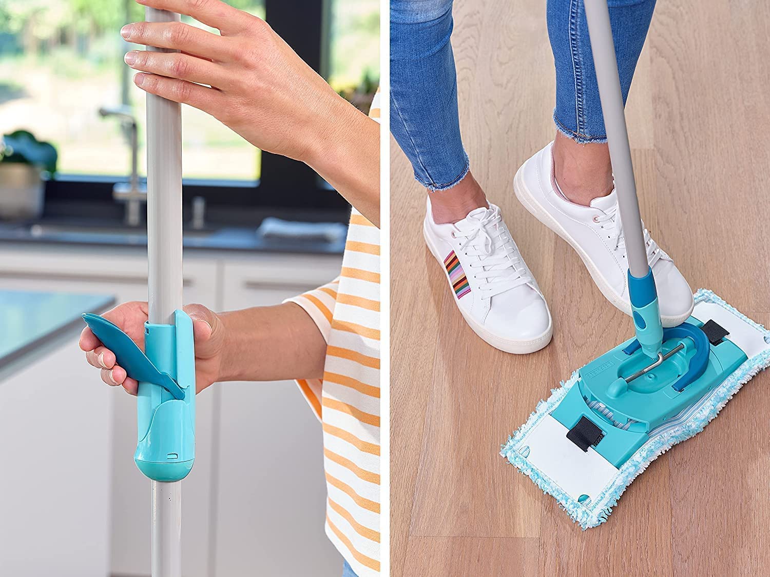 Leifheit Mop Lavapavimenti Profi XL Con Manico In Acciaio 146 Cm: Panni In Microfibra Per Tutti I Pavimenti E Antipolvere Elettrostatico, Larghezza 42 Cm - 4