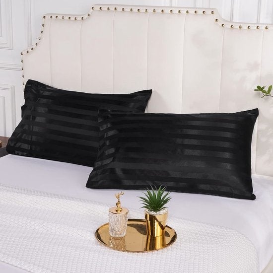 Taies d'oreiller en satin de soie pure et douce - lot de deux - taies d'oreiller unies en imitation soie - fermeture portefeuille - 51 x 66 cm - Kaki - 3