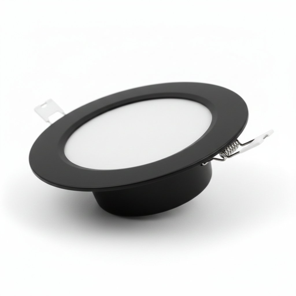 Oprawa stropowa sufitowa wpuszczana Downlight czarna LED 6W 4000K 660lm wym: 2,8 x 12 x 12 cm okrągła Ecolight