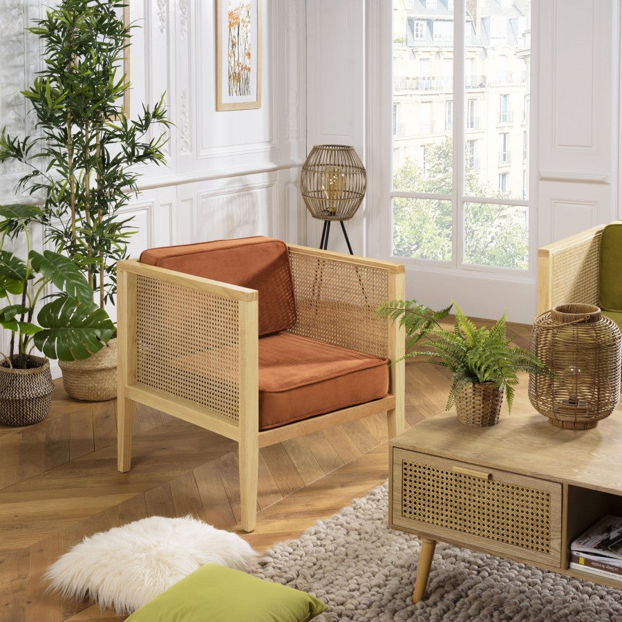 Fauteuils Velours Orange (65,5x58 H 82,5 Cm) - Neufs - Style Moderne