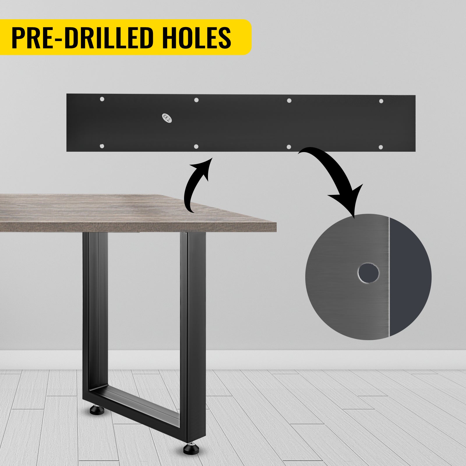 Pieds de Table en Métal VEVOR 2PCS Pied de Table Basse et Table à Manger Industriel de Charge Maximal 1000kg de Pieds en Forme Carrée pour Maison - 5