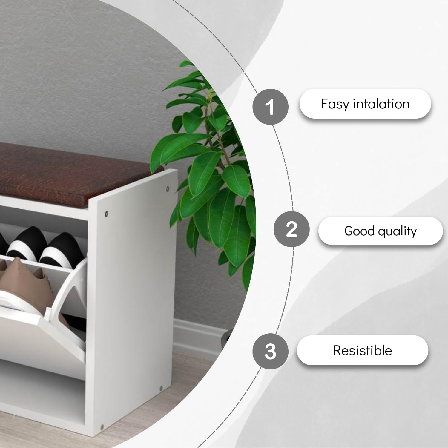 Ferrure à Bascule Pour Meuble à Chaussures Blanc - Ensemble de 2 Charnières et Vis Pour Montage et Réparations de Placards et Meubles à Chaussures - 3