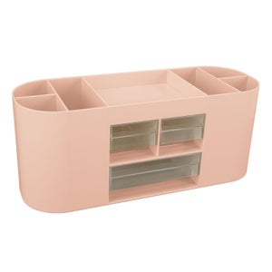 Set Di 2 Organizer Per Cassetti Con 9 Cassetti Trasparenti – Mini Scatola Portaoggetti Da Scrivania In Rosa