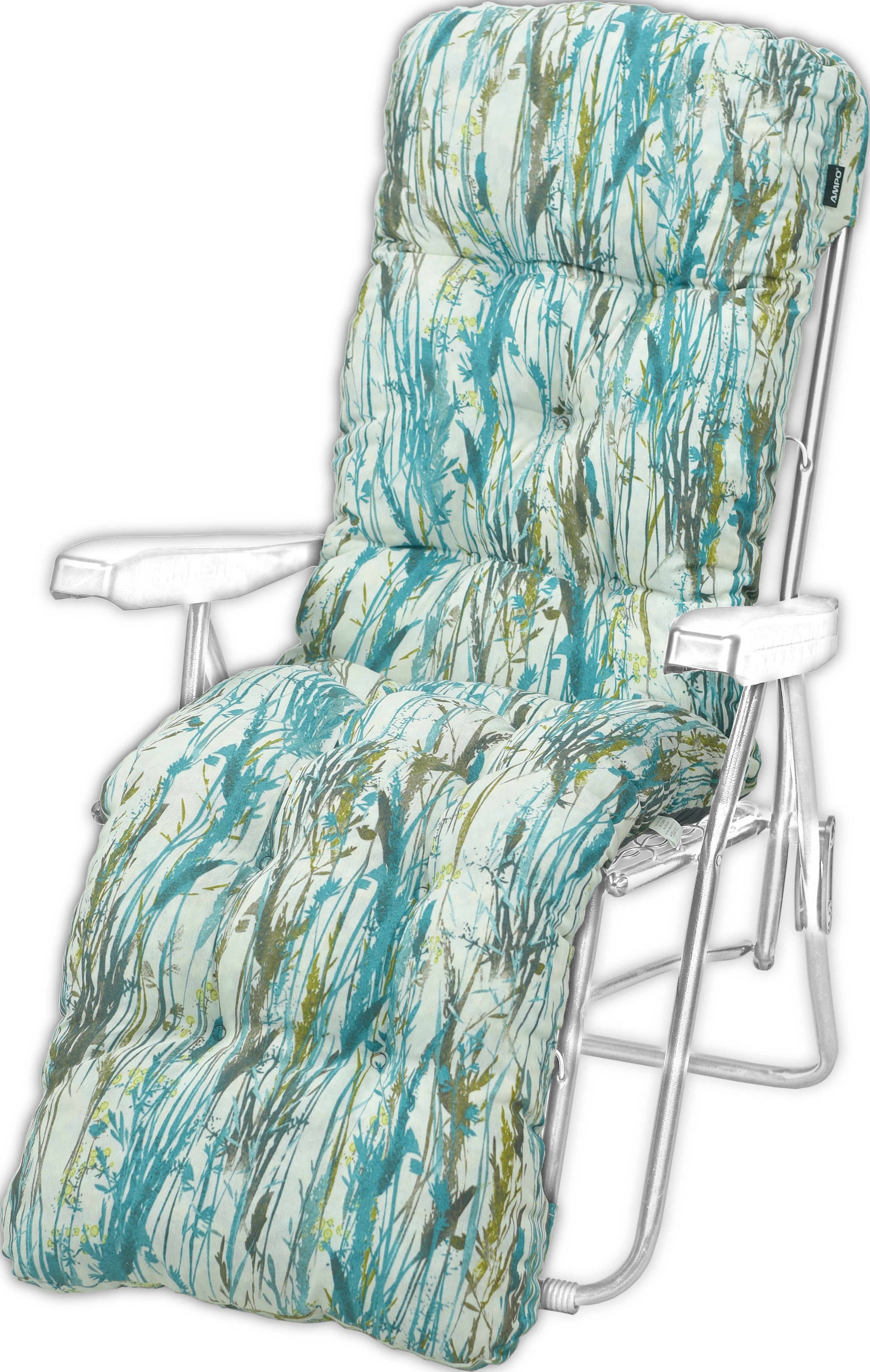 Poduszka ogrodowa na leżak z podnóżkiem AMPO niebieski biały 1 szt.