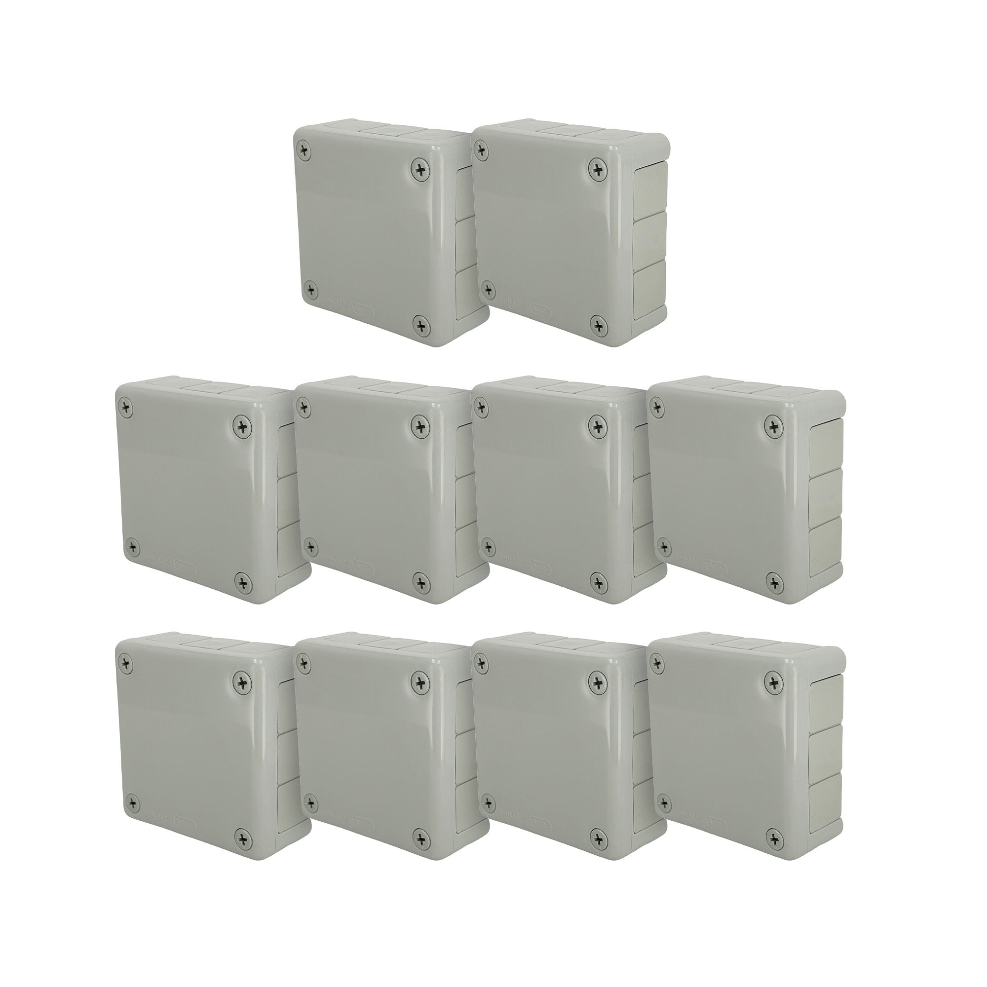 Puszka natynkowa hermetyczna 98x98x42mm 12-wlotowa, z dławikami gumowymi, IP55 zamknięcie "na wkręty", szara EDO 10 szt.