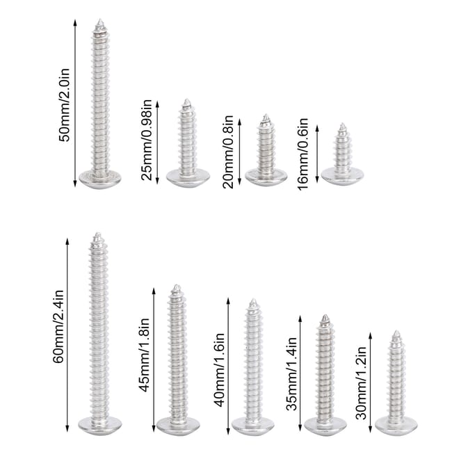 50 Viti Autofilettanti Nere, Viti Multiuso M3 X 6 Mm, In Acciaio Inossidabile 304 Zincato, Viti A Testa Piatta Phillips Per Legno, Cartongesso E Mobili : Amazon.it: Fai Da Te