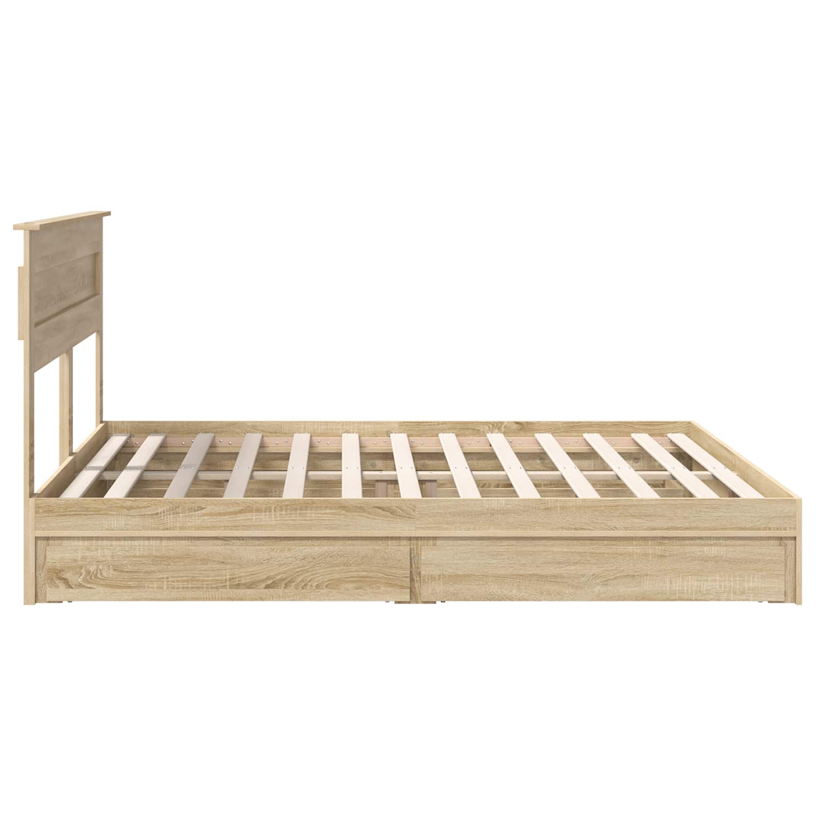 Lit de rangement chêne 180 x 200 cm panneau de bois - 9