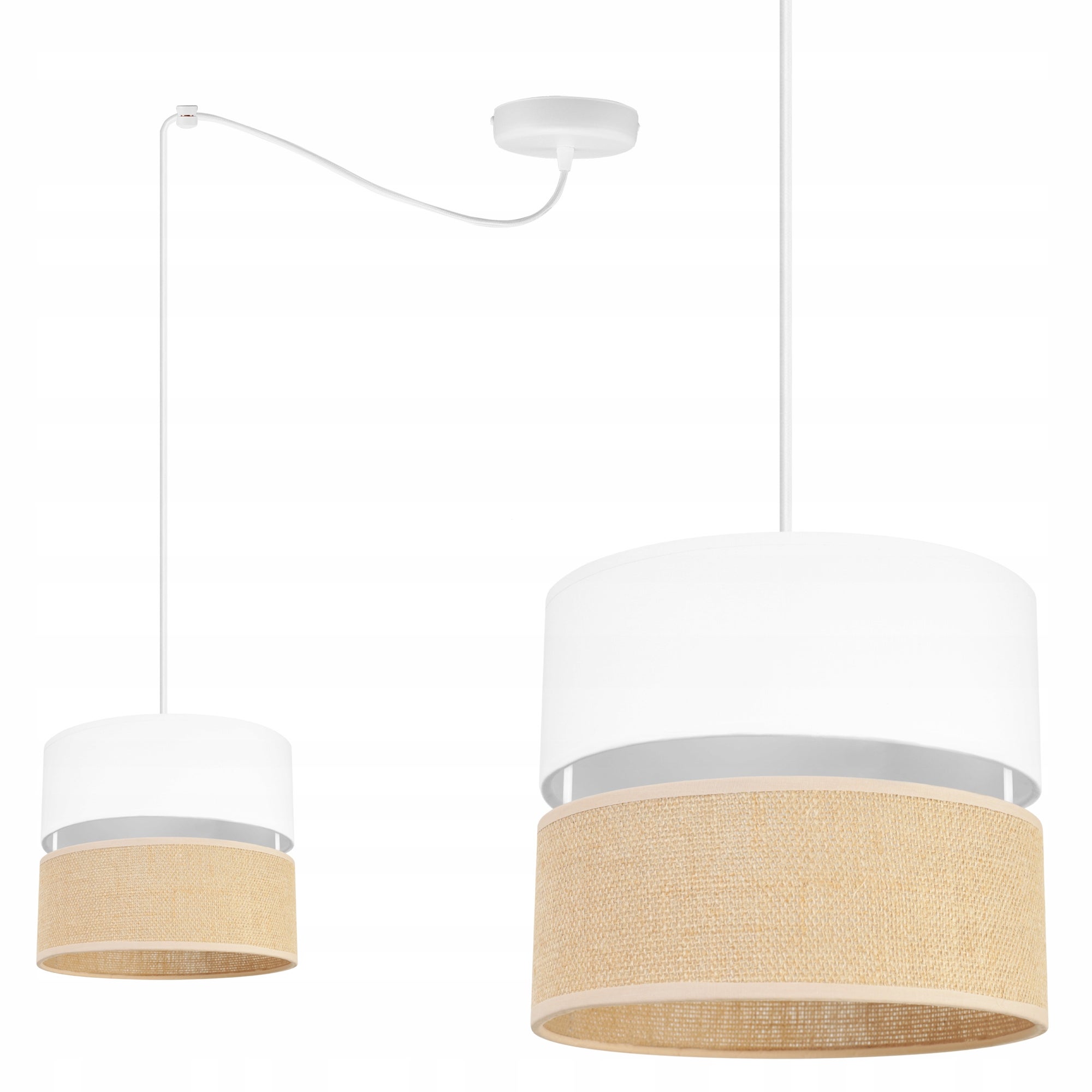 Lampa sufitowa wisząca Juta spider 1xE27 abażur walec biało/beżowy Light Home LH