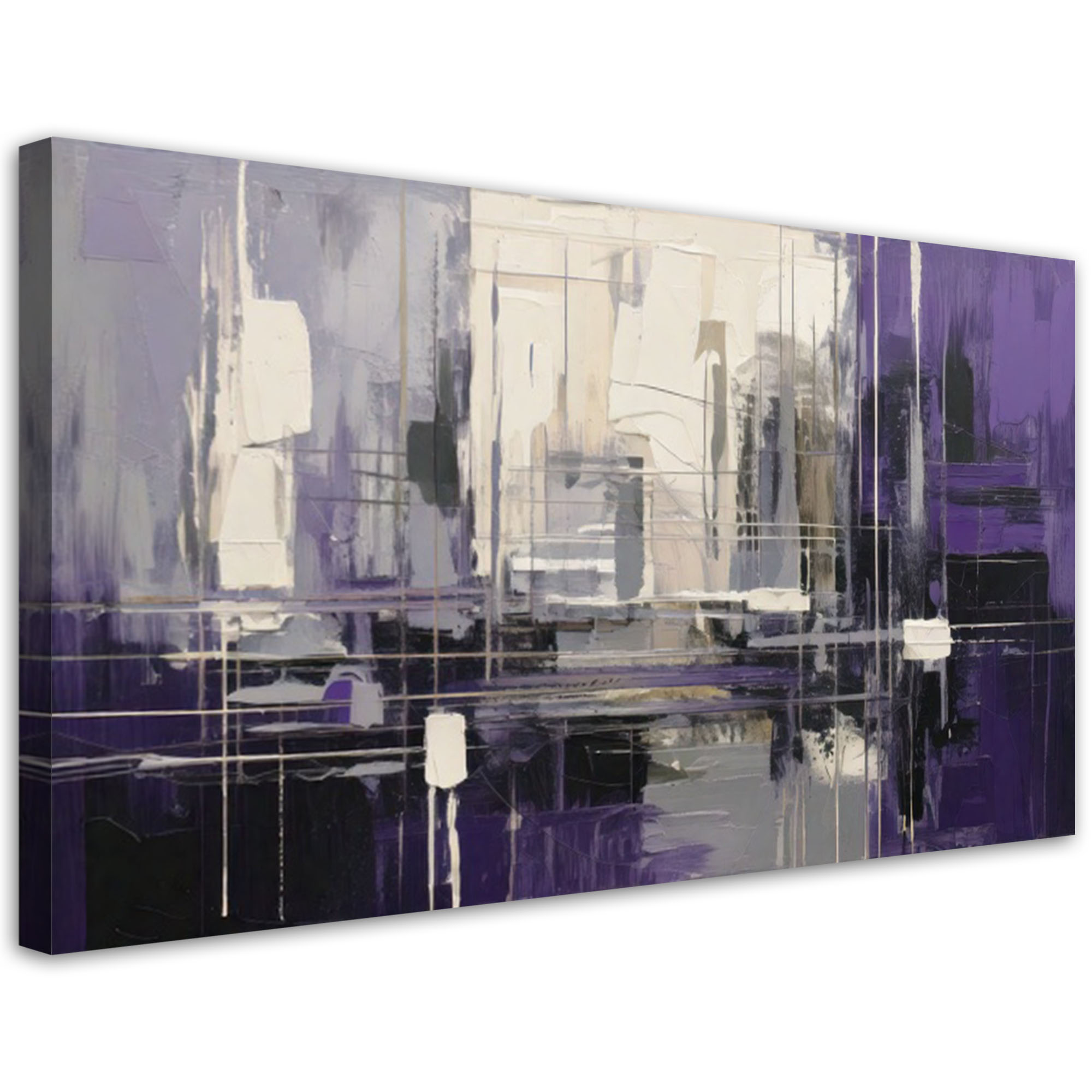 Obraz do salonu abstrakcja geometryczna fiolet 120x60