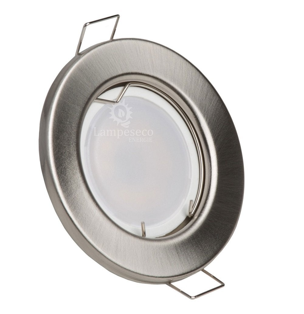 Lot de 30 spot led encastrable complète ronde fixe alu brossé blanc neutre eq. 50w - 2