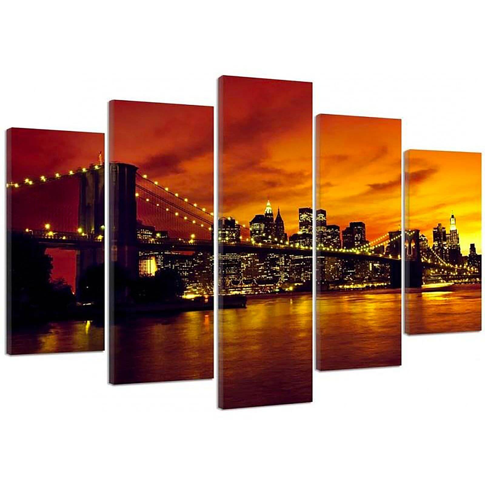 Tableau pont de brooklyn, manhattan au coucher du soleil - 200 x 100 cm - 2
