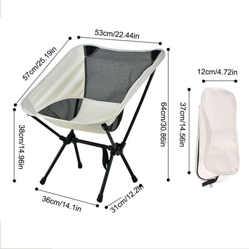 FUNDANGO Tabouret Pliant Camping Léger, Tabouret De Camping Pliable Portable Tabouret Dexterieur Pliant 46x46x41cm Avec Sac De Transport Capacite Max 150kg Pour Plage Peche Randonnee Noir