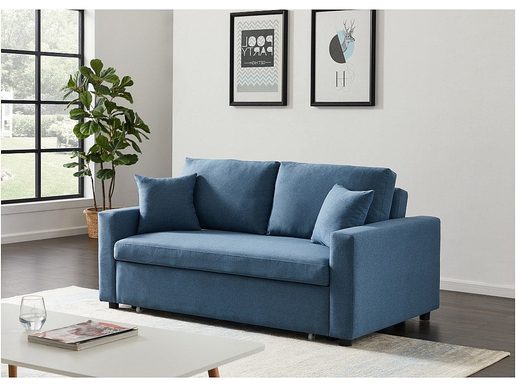 Canapé 3 places convertible en tissu INIZOR - Bleu - 6