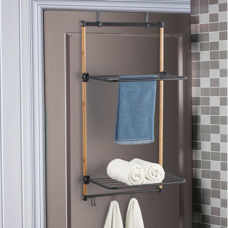 MSV étendoir à linge de porte ZOE Bambou Noir - 2