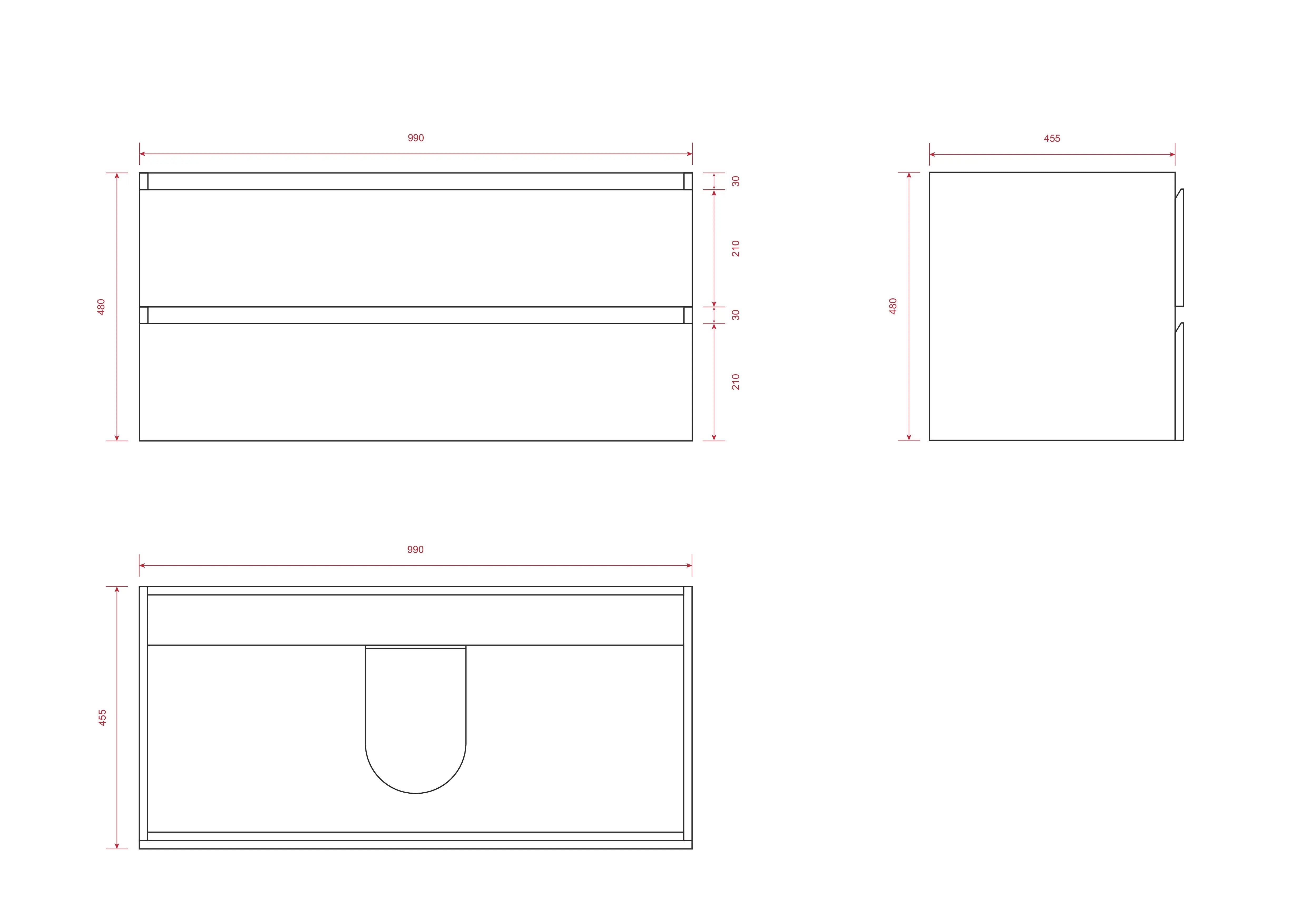 Mirlux Meuble vasque Varo - 100 x 46 x 50 cm - Noyer - Vasque blanche incluse - 8