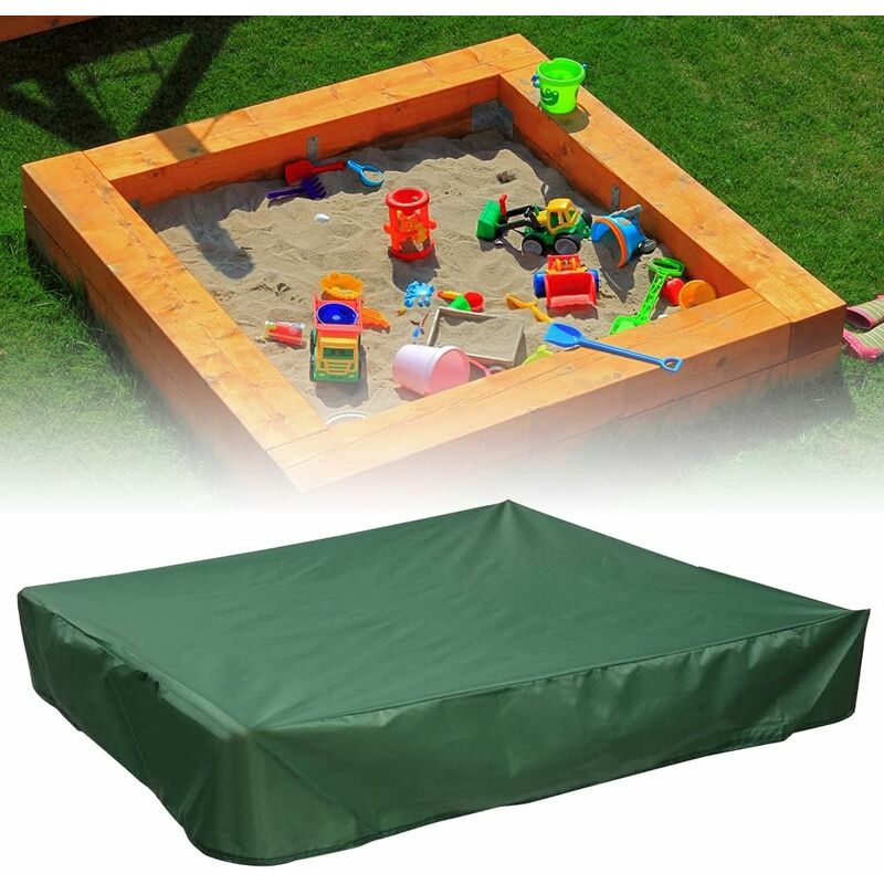 Plandeka na piaskownicę 120x120 cm Pokrowiec ochronny wodoodporny z ochroną UV 70% na piaskownicę Oxford ze sznurkiem ściągającym, zielony