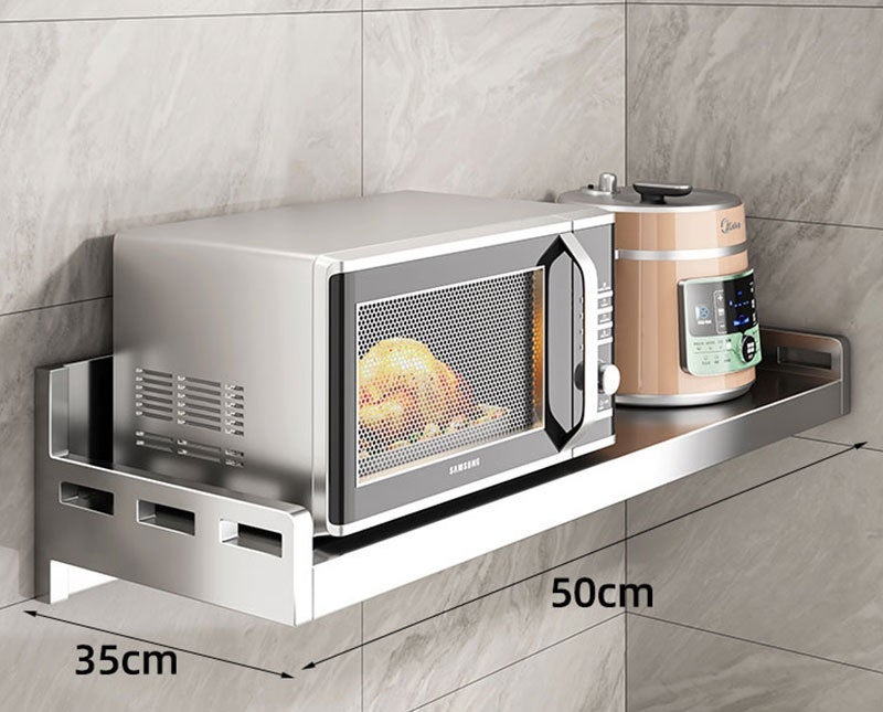 Support Mural pour Four à Micro-Ondes Électrique Dans la Cuisine, Étagère en Acier Carbone 35x50cm - 2