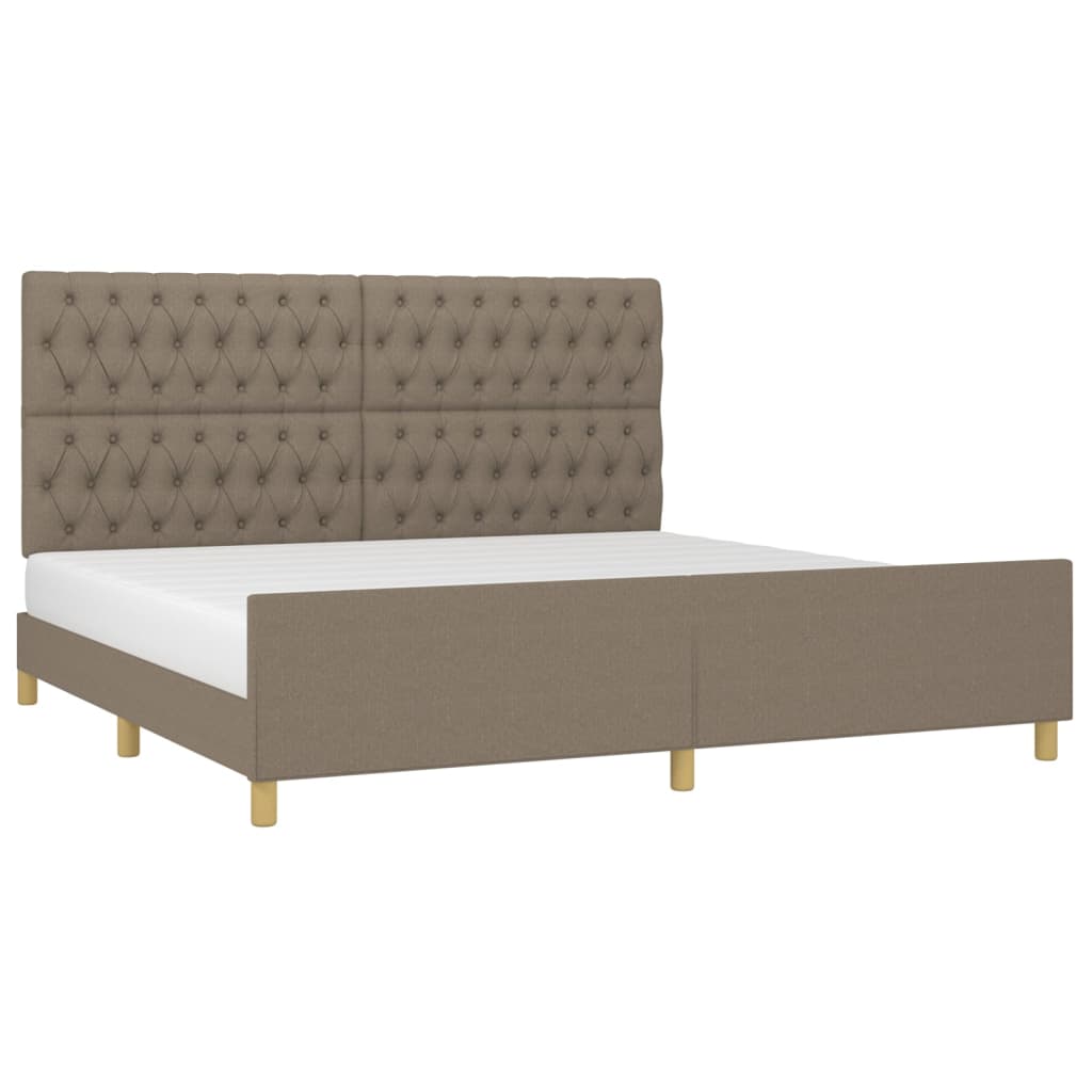 Cadre de lit sans matelas ni tête de lit taupe 200 x 200 cm tissu - 3