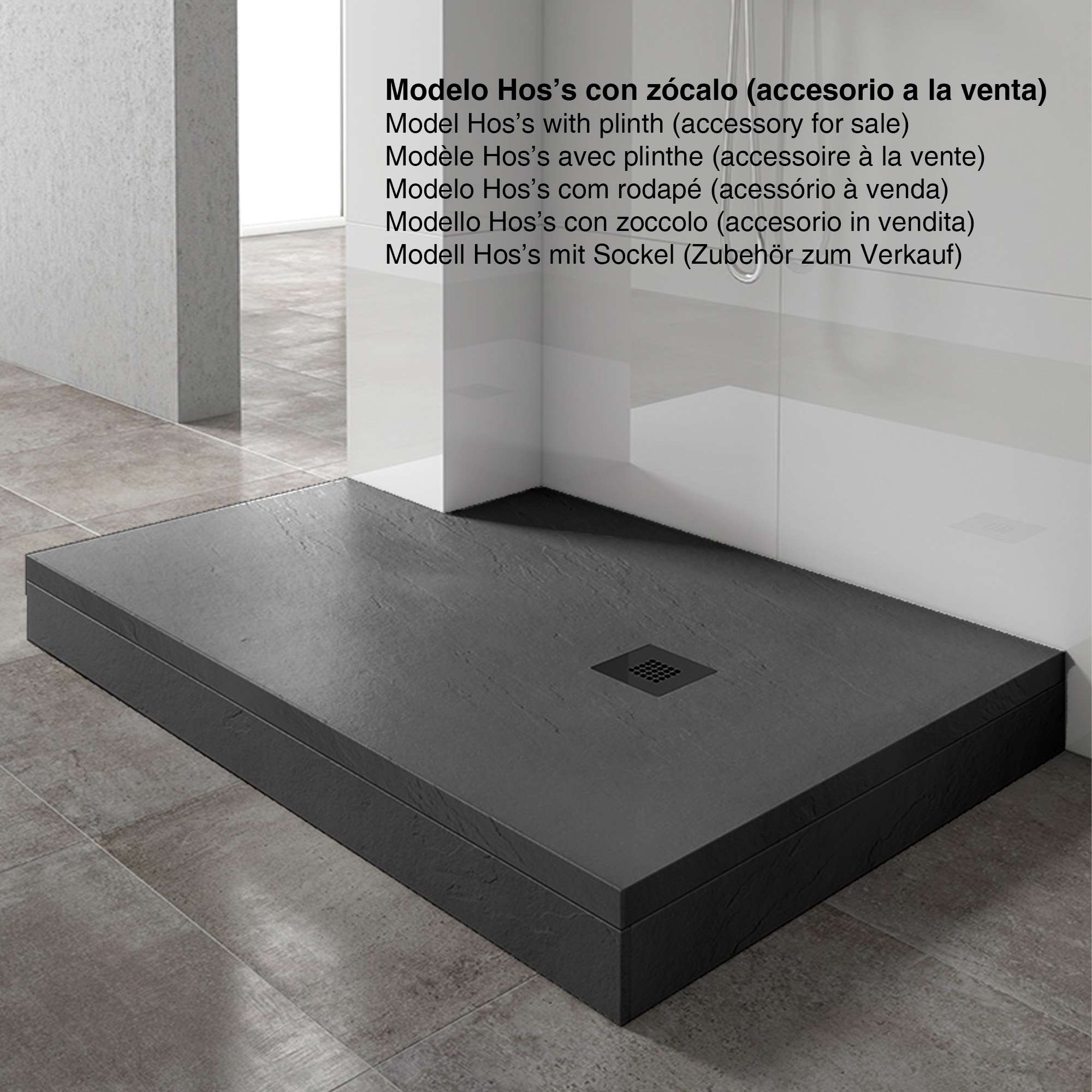 Receveur de douche Poalgi extraplat noir Antracita L.80 x l.120 cm finition ardoise - série Hos's - 8