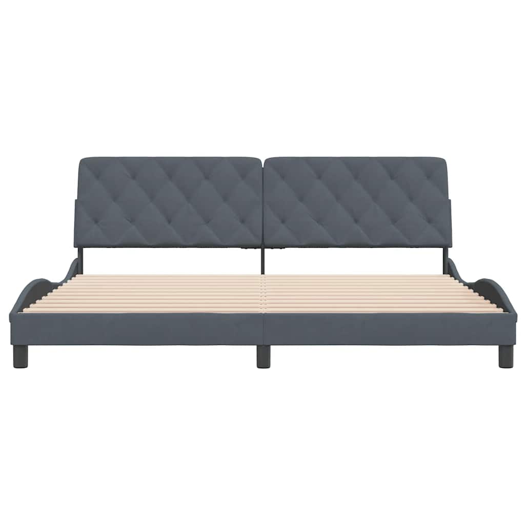 Cadre de lit sans matelas gris foncé 200 x 200 cm en velours - 5