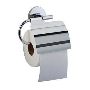 WENKO Serviteur WC 3en1, Distributeur Papier Toilette, Brosse WC Et Range Papier Toilette, Universalo, Acier Inox Chromé