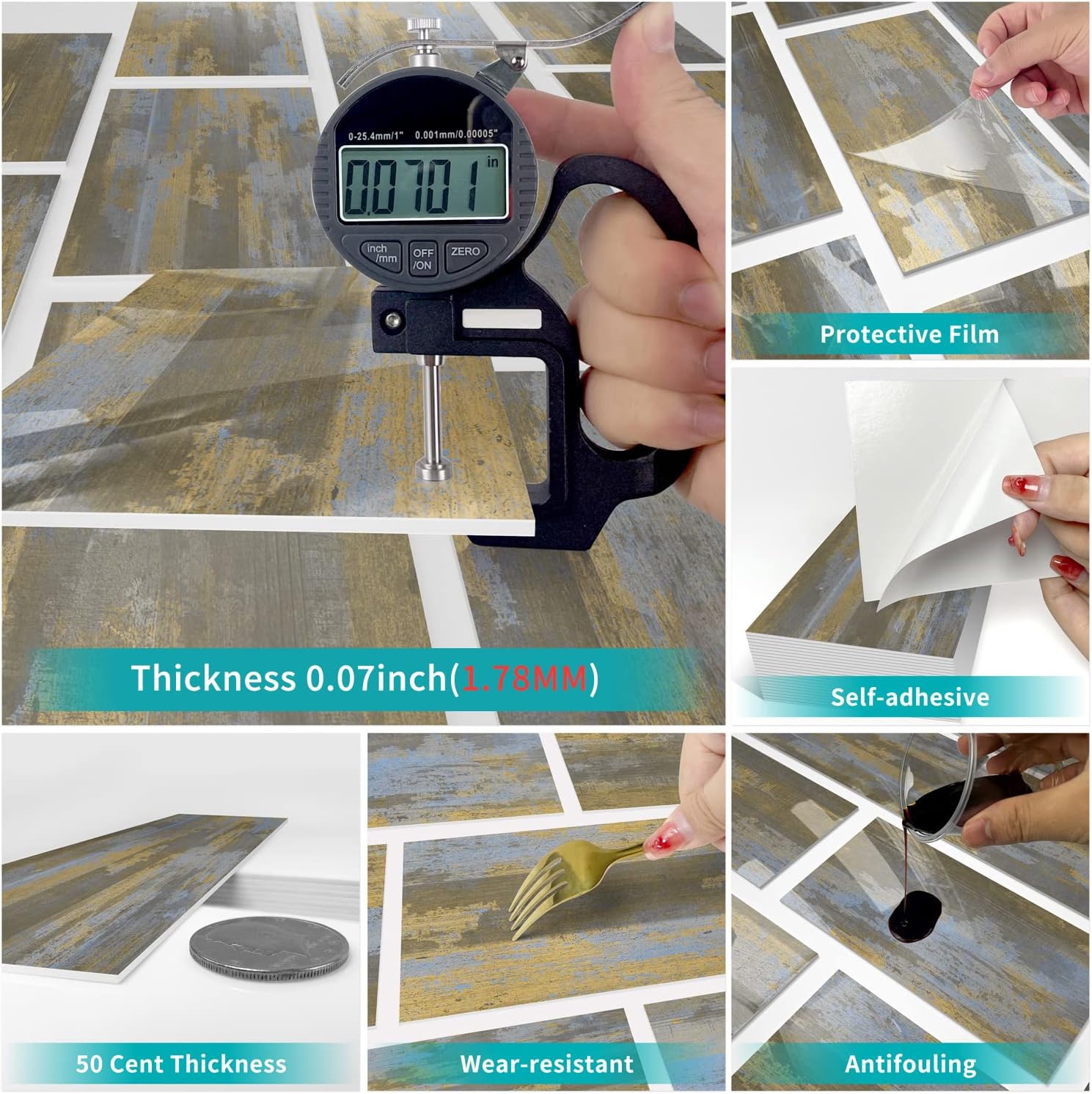 Rivestimento per Parete 3D Giallo Marmorizzato - 16 Pannelli Impermeabili, Anti-Umidità e Anti-Muffa per Cucina e Bagno - 3