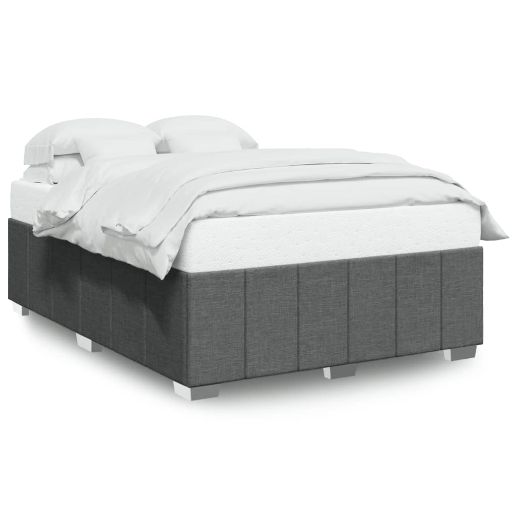 Cadre de lit sans matelas, tissu, gris foncé, pour la chambre, 140 × 200 cm - 2