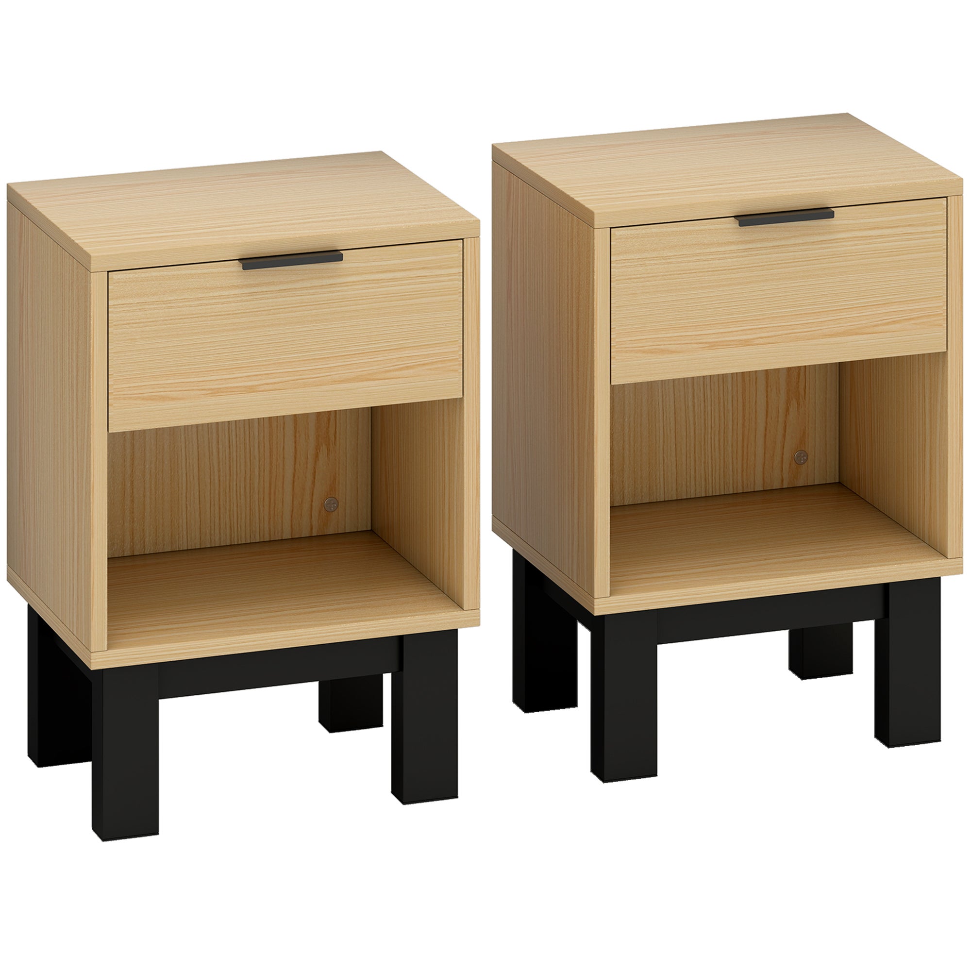 Homcom  Mesitas De Noche Melamina De Madera Roble 35X26x50 Cm 83D-103V01ak Negro , Leroy Merlin