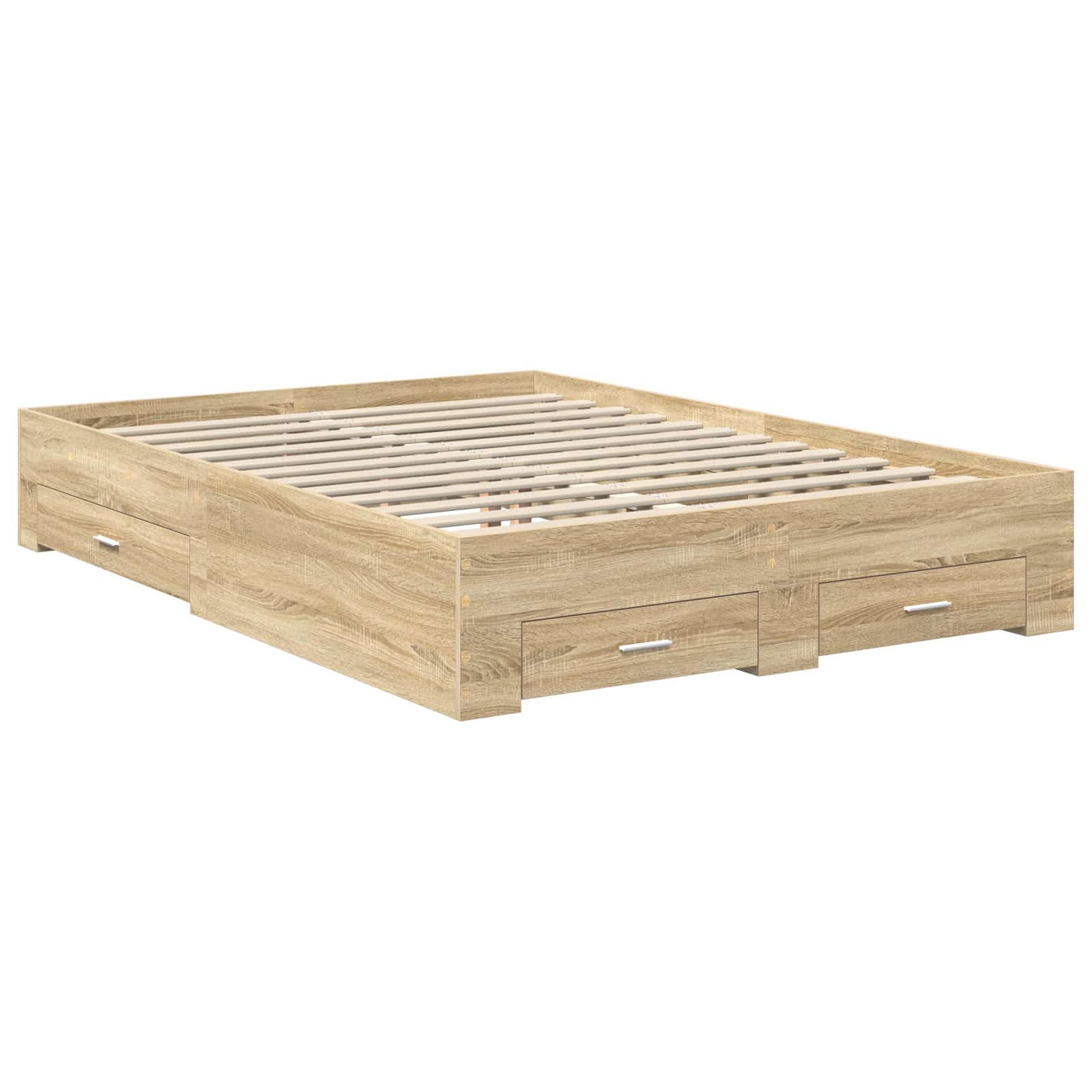 Cadre de lit chêne 135 x 190 cm panneau de bois - 6