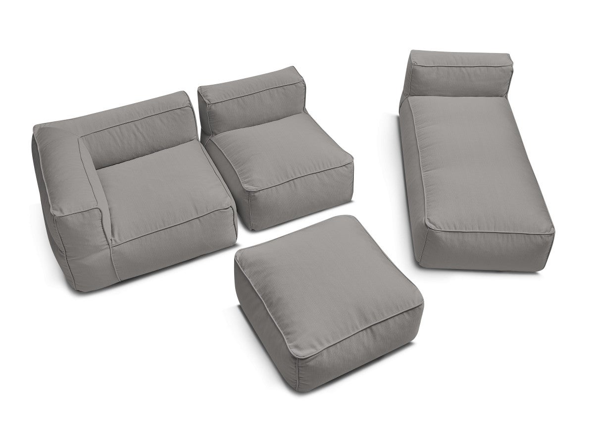 BOBOCHIC Canapé de jardin modulable GIULIA avec bâche de protection, 1 chauffeuse 1 place, 1 angle, 1 méridienne et 1 pouf Gris foncé - 9