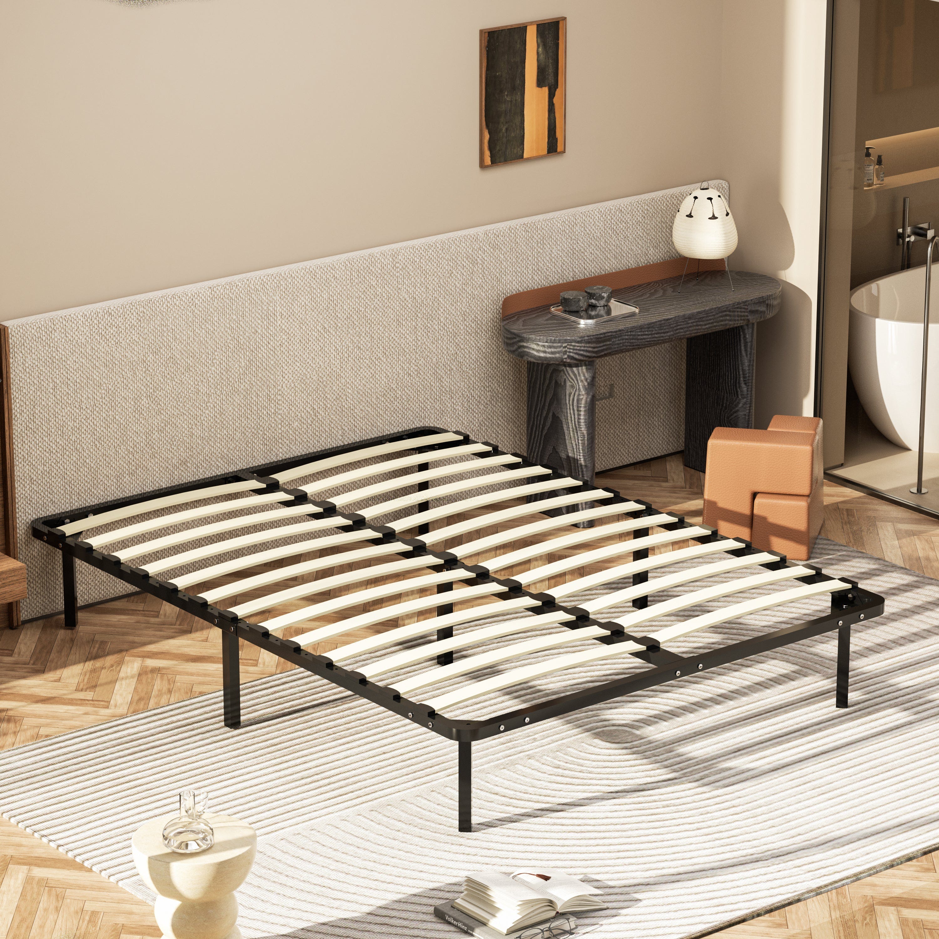 Sommier à Lattes Tapissier 160x190 Cm – Avec Pieds, Pour Lit 2 Places, Hauteur 30 Cm