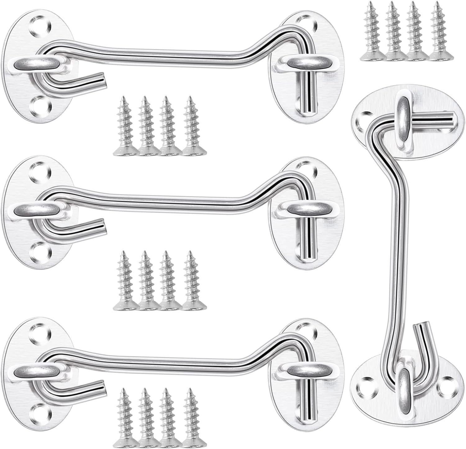 Zestaw 4-częściowy zatrzasku i zamka do drzwi, haki do zamka do drzwi, z 16 śrubami montażowymi