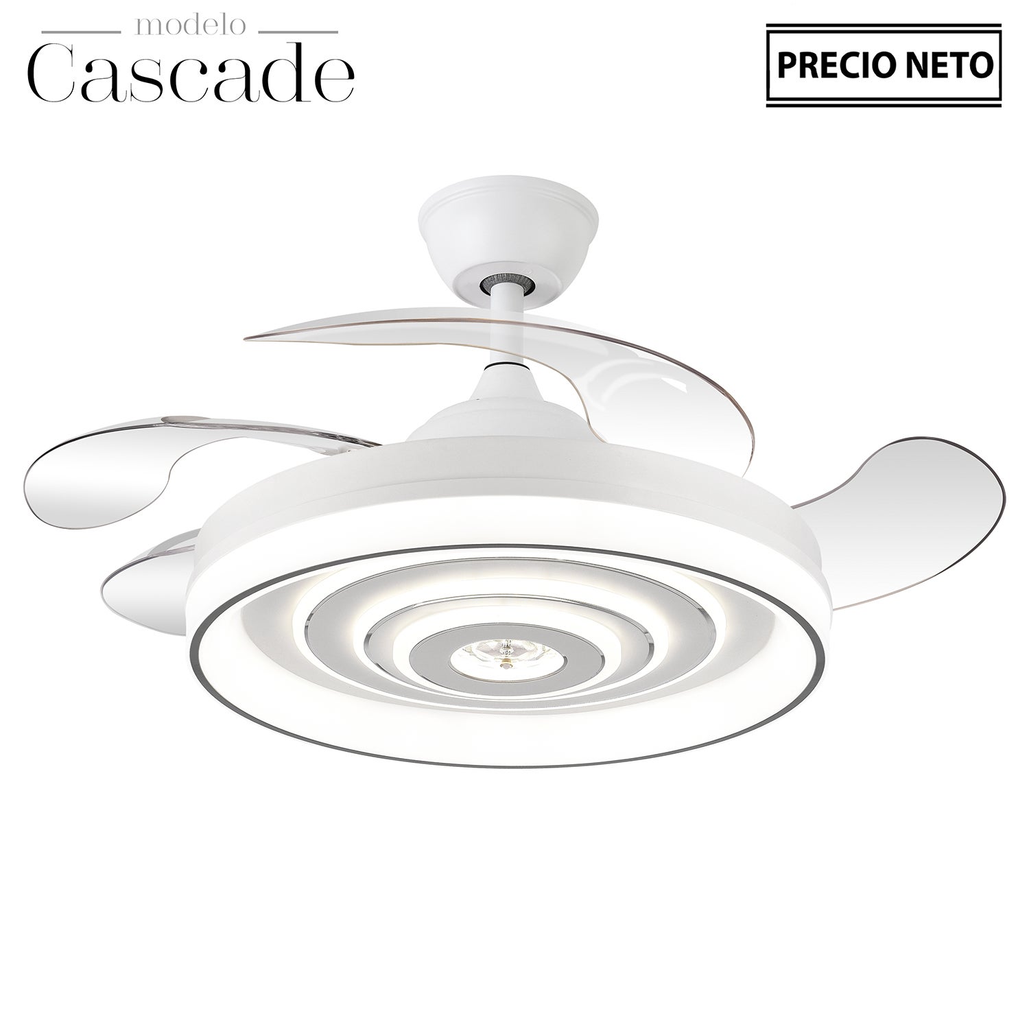 Leroy Merlin Ventilador De Techo Con Luz Cascade 4 Aspas Retráctiles Blanco