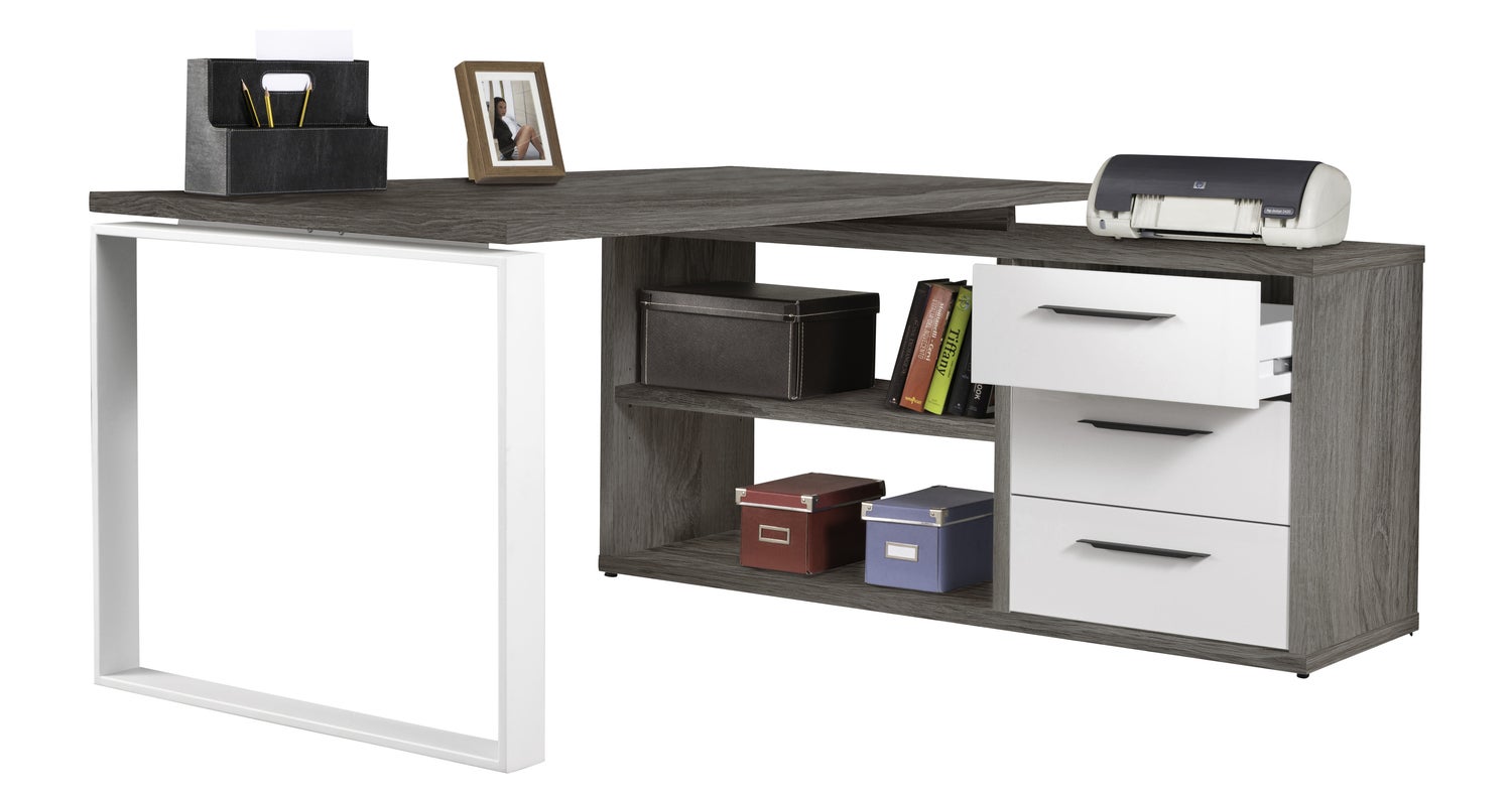 COMPOSAD Scrivania MONETA Con Cassetto, 100x80x40 Cm, Rovere Sonoma E Bianco, Made In Italy, In Pannello Ecologico FSC 100% Riciclato