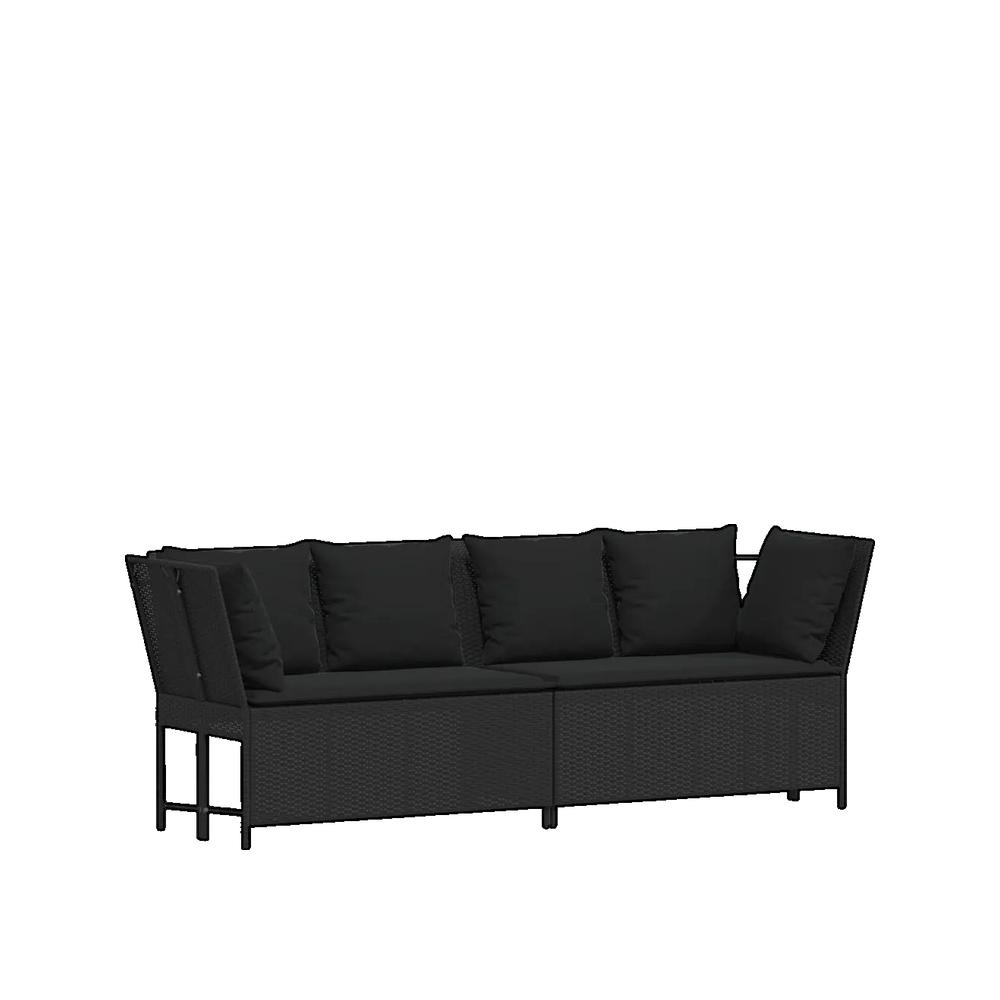 Sofa ogrodowy vidaXL Plecionka z żywicy czarny modułowy komfortowy