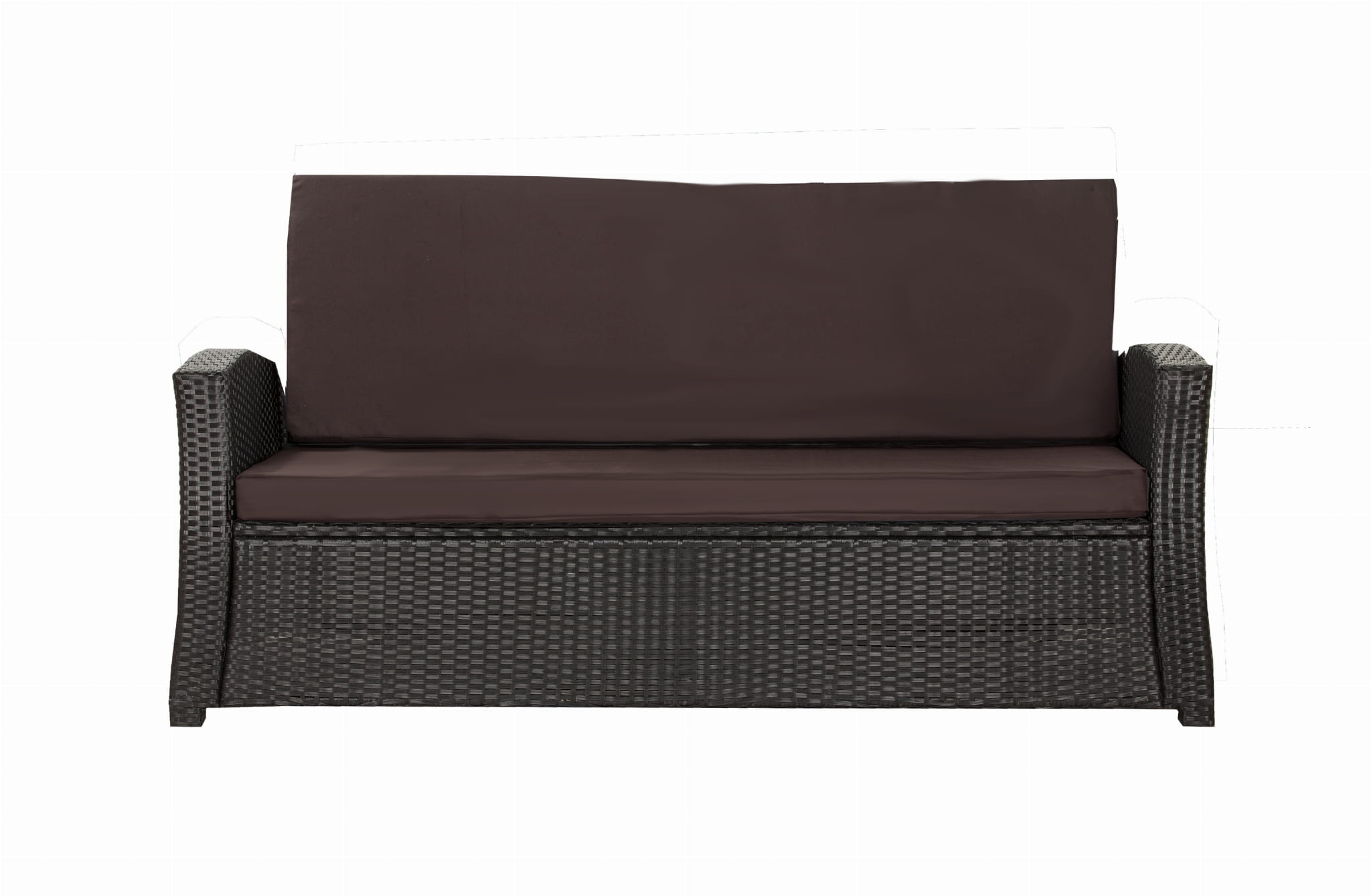 Cojines de sofá de exterior marrón cojines de sofá 2 plazas cojín de banco de jardín 110x60x50cm cojines para muebles de poliratán-slim