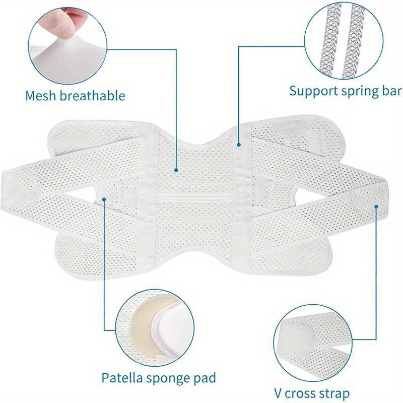 Joelheira de compressão reforçada,com suporte de mola,antiderrapante,respirável e ajustável,lavável à mão(1 unidade por embalagem,tamanho XXL-branca) - 4