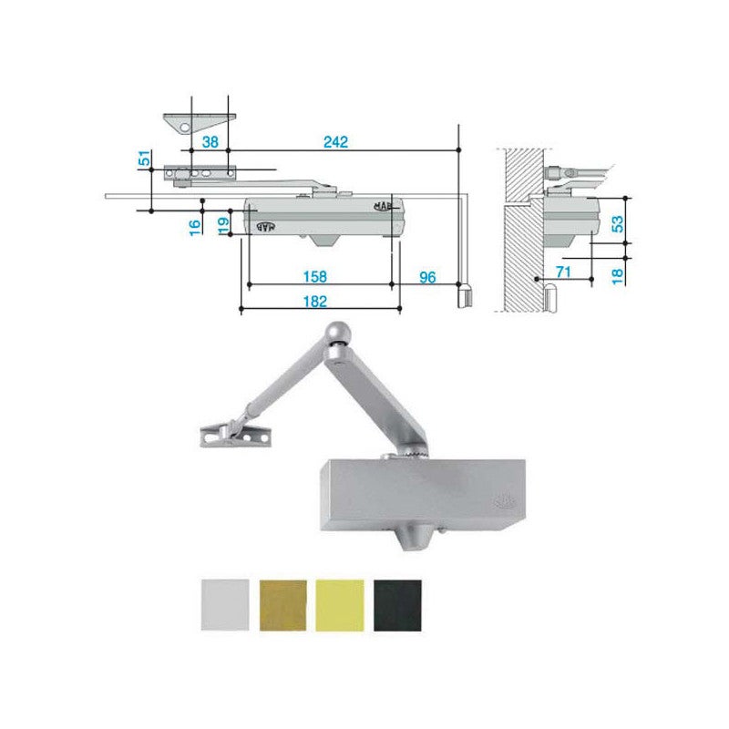 Assa Abloy Chiudiporta Mab 564 Nero Con Fermo N.2-5 - Mab 564 Bk