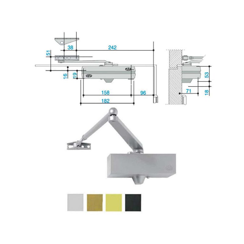 Assa Abloy Chiudiporta Mab 564 Nero Con Fermo N.2-5 - Mab 564 Bk