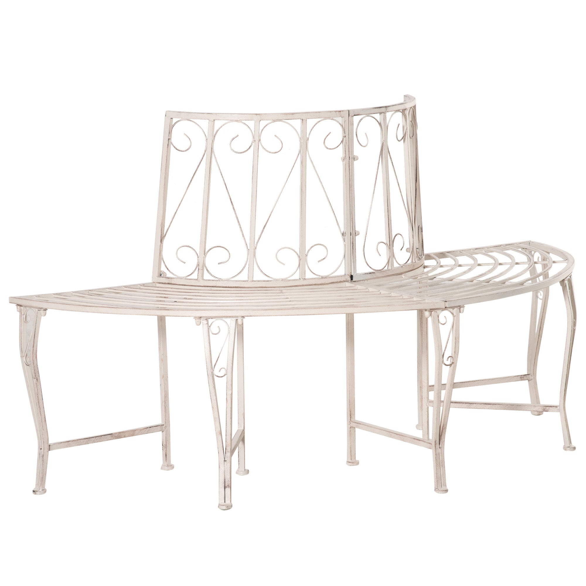 Banc De Jardin En Métal Style Antique - Brun - Aubaho 134cm