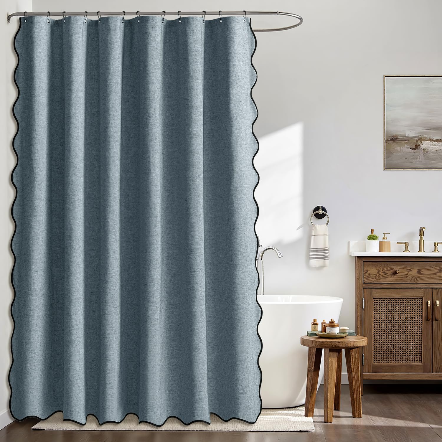 LB Tenda Doccia In Poliestere Grigio Legno 120x175cm – Stile Porta Di Fienile, Impermeabile, Antimuffa, Con 8 Ganci, Ideale Per Bagno E Altri Usi